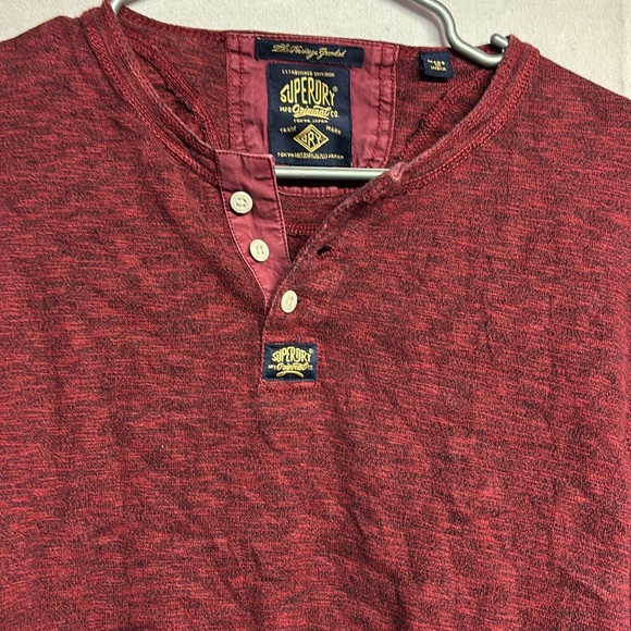 SUPERDRY Men’s Heritage Grandad Henley Long Sleeve Shirt Size X-Large - Picture 7 of 11